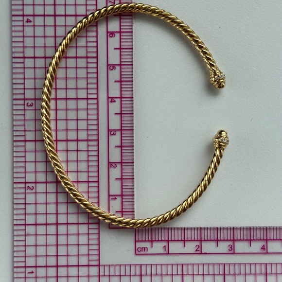 David Yurman Classic Cablespira Bracelet 18K Yellow Gold with Diamonds, 3mm - Picture 5 of 10